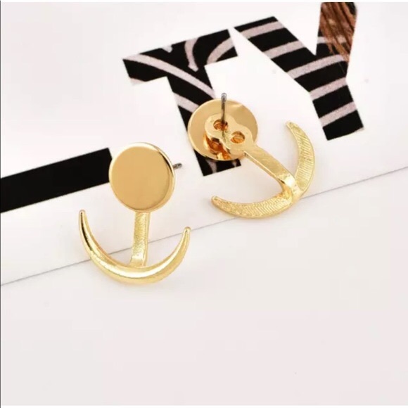Gold Sun & Crescent Moon Cuff Jacket Earring - Picture 2 of 6